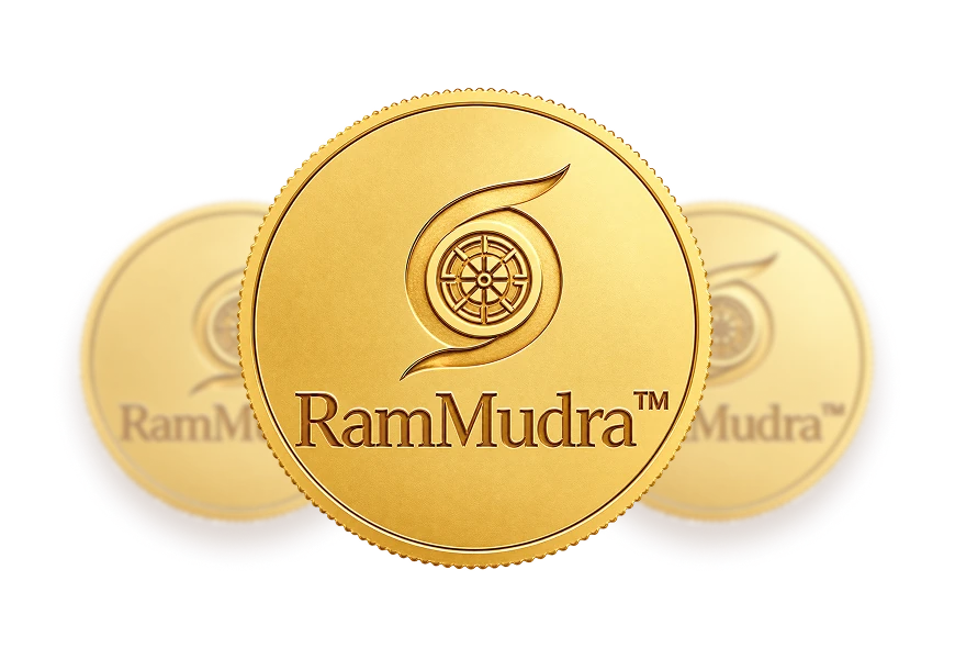 Three RamMudra gold coins in different denominations